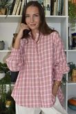 Patrick Plaid Brushed Cotton Edwardian Blouse Foxglove